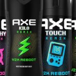 AXE Y2K Reboot collection featuring Anarchy Remix, Touch Remix and Kilo Remix body sprays with Kilo Remix body wash.